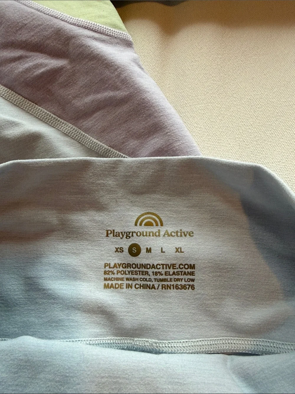 Playground active small Light blue Ruched Tank and Colorblock Leggings